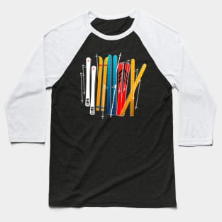 Colorful skis Baseball T-Shirt